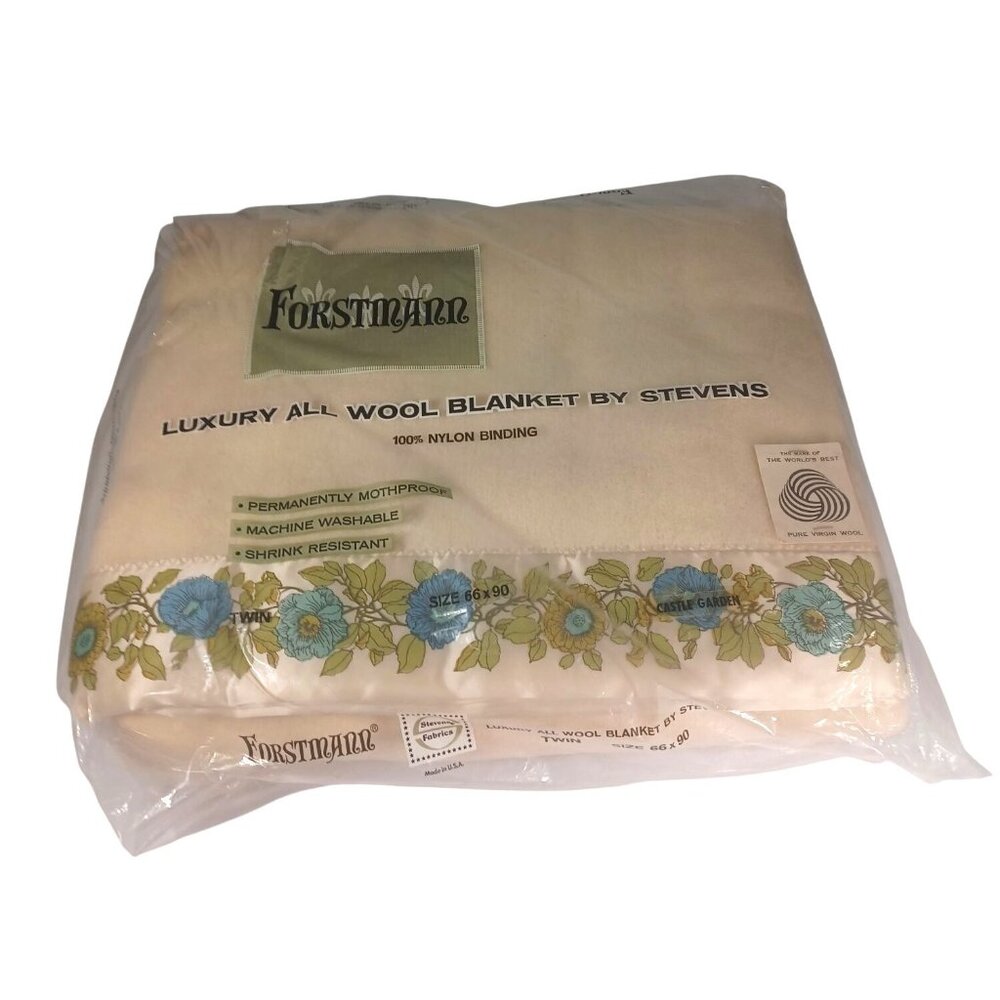 NEW! Vintage 1960s Forstmann Luxury Virgin Wool Twin Blanket by Stevens Fabrics